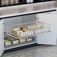 Механизъм за подреждане на чинии и чаши за вграждане в шкаф 600 мм с тавичка и плавно