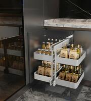 Бял механизъм КОМФОРТ за ъглов - гкух шкаф, с плътни дъна с протижоплъзгащ протектор и висок плътен метален борд