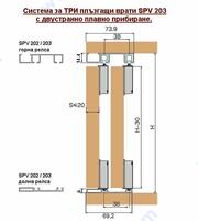 Система за три плъзгащи врати SPV 203 с двустранно плавно